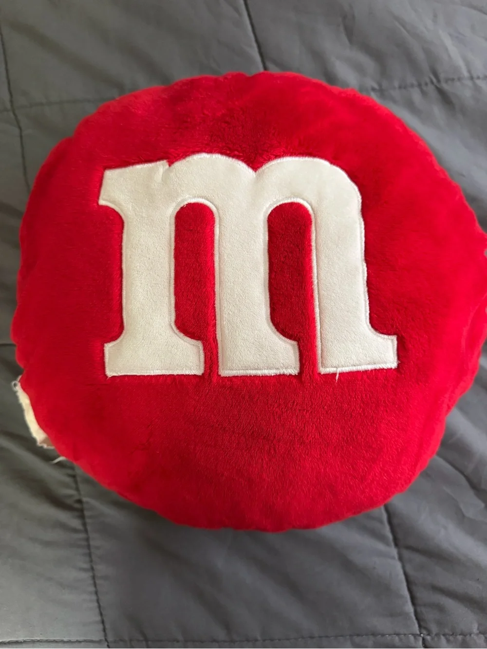 M&M'S Red Round Plush Pillow with White 'm' Logo